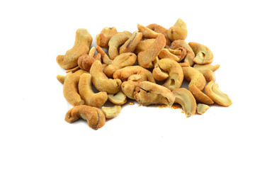 cashew nuts isolated / pile of cashew nuts roasted crispy cook roasted bean baked salt