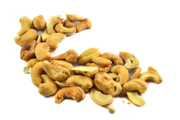cashew nuts isolated / pile of cashew nuts roasted crispy cook roasted bean baked salt