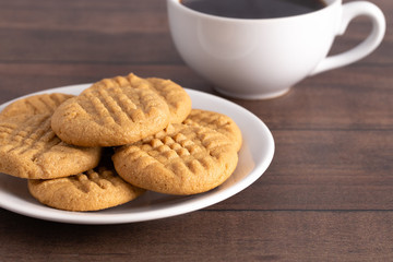 Classic Homemade Peanut Butter Cookies on a Saucer