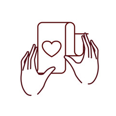 hands with gift list isolated icon