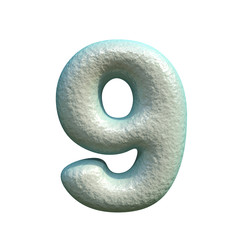 Grey blue clay Number 9 NINE 3D