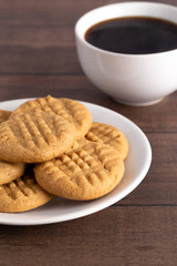 Classic Homemade Peanut Butter Cookies on a Saucer