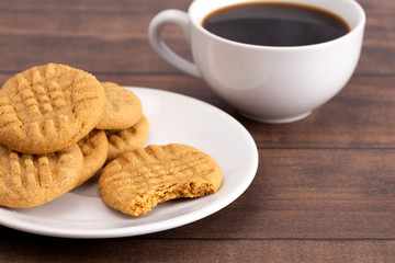 Classic Homemade Peanut Butter Cookies on a Saucer