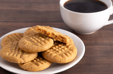 Classic Homemade Peanut Butter Cookies on a Saucer