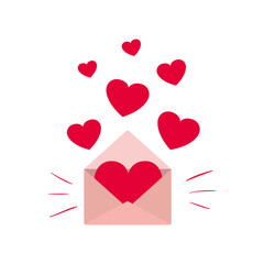 envelope of letter with heart isolated icon