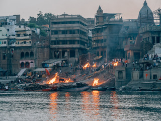 Burning Places on the Ghats in Varanasi, india