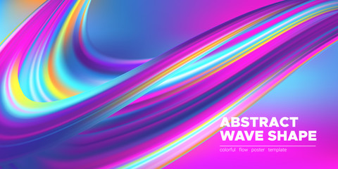 Colorful 3d Abstract Wave Banner.