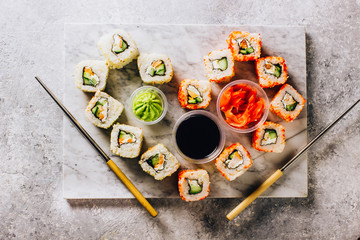 Japanese cuisine california roll and tuna roll