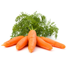 Carrot vegetable with leaves isolated on white background cutout