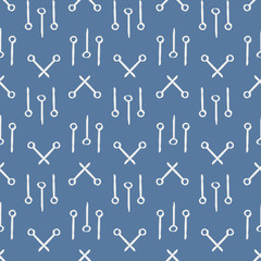 Hand drawn tribal look symbols on a blue background. Seamless vector repeating pattern, great for wallpaper, home decor, textiles, fashion and stationery items. All over print, simple elements.
