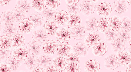 Watercolor Roses, Floral Seamless Pattern.