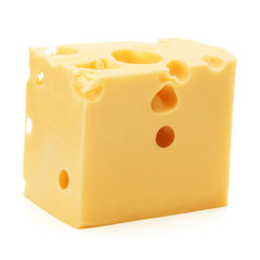 Cheese block isolated on white background cutout