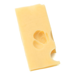 Cubes of cheese. Cheese block isolated on white background cutout