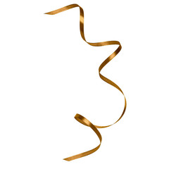 Shiny satin ribbon in brown color isolated on white background close up .Ribbon image for decoration design.