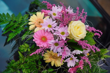 bouquet of colorful flowers at the wedding