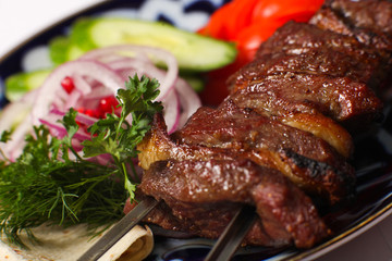 Grilled meat and fish