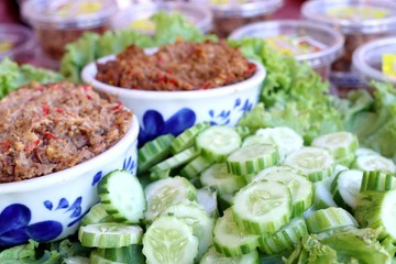 Fresh fish chili paste and vegetables