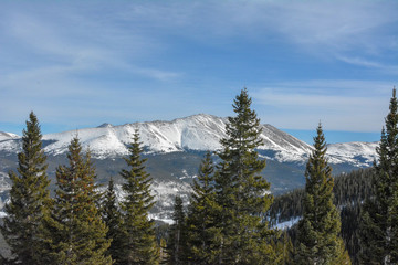 View of the mountains surrounding Breckenridge in Colorado.