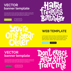 Obraz premium Irreverent Birthday. Web or print banners design template with hand drawn vector lettering.