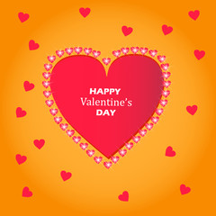 Valentines day background with Heart Shaped Balloons and golden confetti. Vector illustration