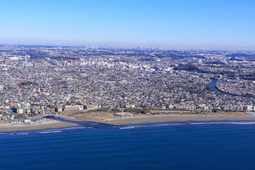 鵠沼海岸／湘南、空撮