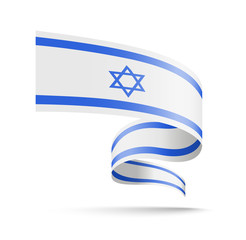 Israel flag in the form of wave ribbon. Vector illustration on white background.