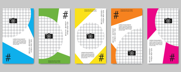 Trendy social network stories editable vector templates collection. Web application background for social media