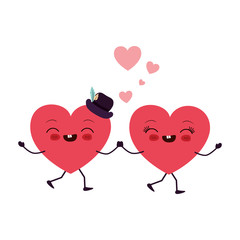 Obraz na płótnie Canvas hearts love kawaii character