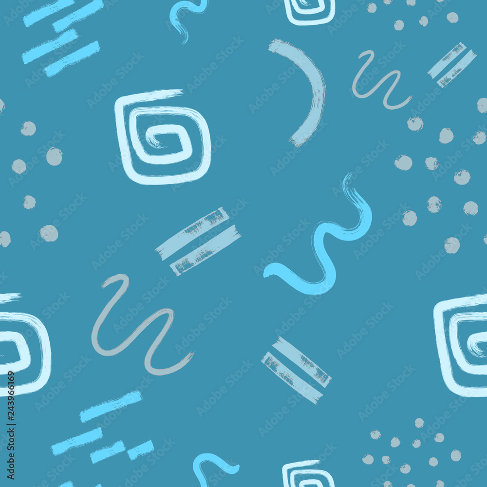 Fototapete blue abstract modern and stylish digital background with different shapes. memphis colorful pattern.