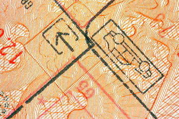 stamps on the page of passport, marco, background