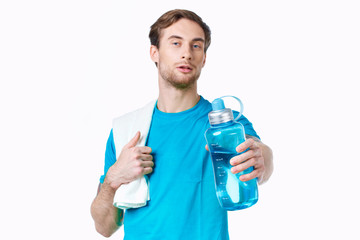 sport fitness man with a bottle of water