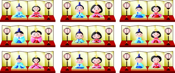 Gorgeous Gradation Japanese Hina dolls set