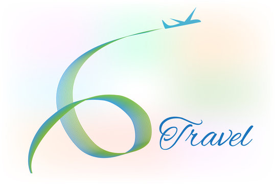 Travel airplane swirly motion symbol logo