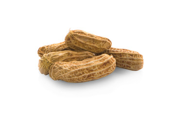 Boiled peanuts isolated on white background