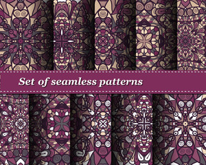 Set of vector seamless abstract pattern. 