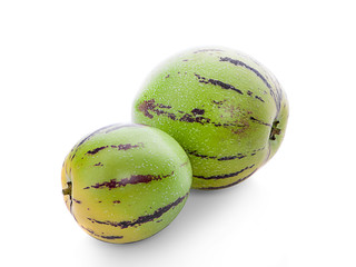 Pepino melon fruit isolated on white background.