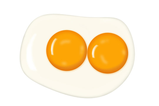 Fried Egg With Double Yolk Isolated on White Background