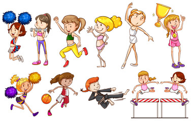 Set of female sport character