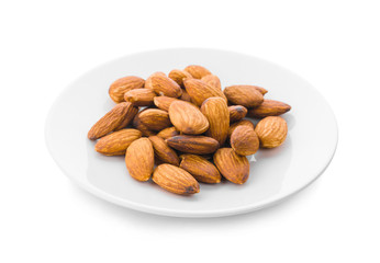 Almond nuts isolated on white background