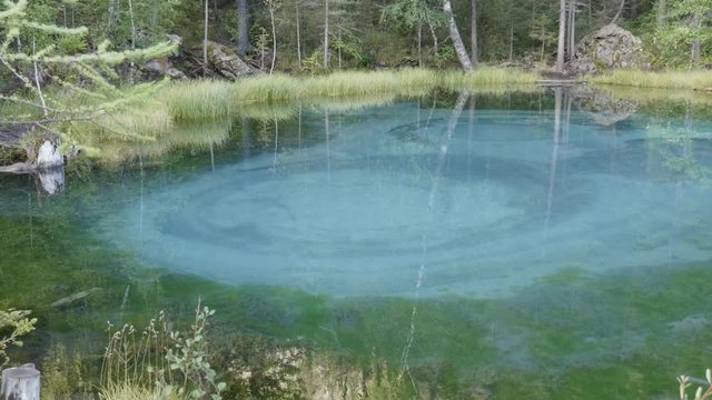 Amazing blue geyser lake in the mountains of Altai, Russia.