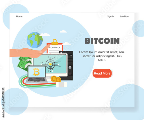 Vector Bitcoin Investment Website Landing Page Design Template - 
