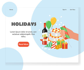 Vector happy holidays website landing page design template