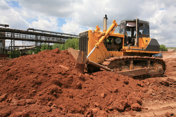 Heavy Power Bulldozer work on a building site