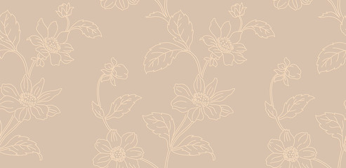 Floral seamless pattern can be used for wallpaper, textile printing, card. Hand drawn endless vector illustration of flowers on light background. Flower theme. Summer collection. Vector