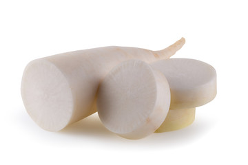 Daikon radishes isolated on a white background