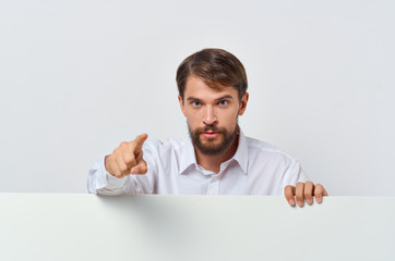 man shows his finger in camera