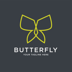 Gold Butterfly Logo. This logo suitable for beauty cosmetic logo. - Vector  - 243972139