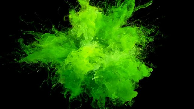 Acid Green Color Burst - colorful smoke explosion fluid particles alpha matte