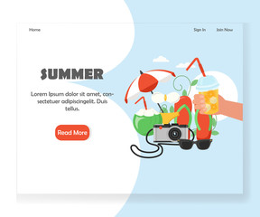 Vector summer website landing page design template