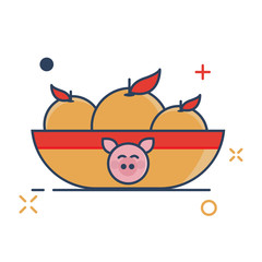 Pig Chinese New Year 2019 Icon | Orange Icon - with Outline Filled Style